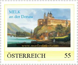 Stamp: "Ancient view of Melk"